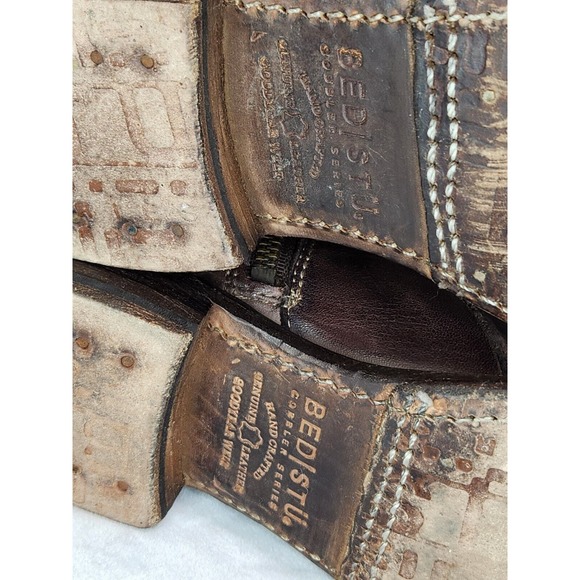 Bed Stu Tall Boot Size 8 Women's Knee High Brown Distressed Leather Bench Made - Picture 9 of 11